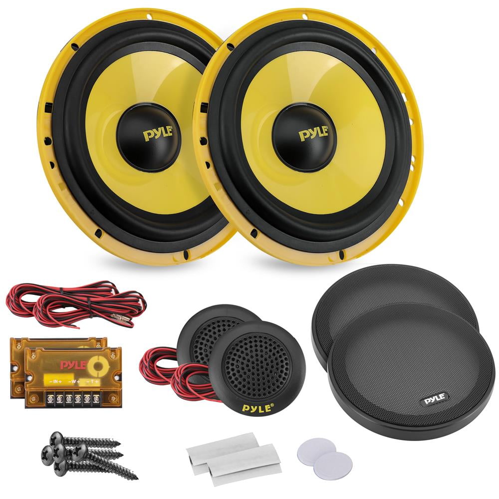 PYLE PLG6C - 2-Way Custom Component Speaker System - 6.5 400 Watt Component with Electroplated Steel Basket, Butyl Rubber Surround & 40 Oz Magnet Structure - Wire Installation Hardware Set Included