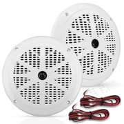 PYLE PLMR61W - 6.5 Inch Dual Marine Speakers - 2 Way Waterproof and Weather Resistant Outdoor Audio Stereo Sound System with 120 Watt Power, Polyprone Cone and Cloth Surround - 1 Pair -(White)
