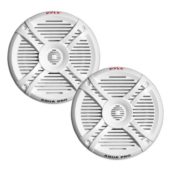 PYLE PLMRX67 - Dual 6.5'' Water Resistant Marine Speakers, 2-Way Full Range Stereo Sound, 250 Watt, White
