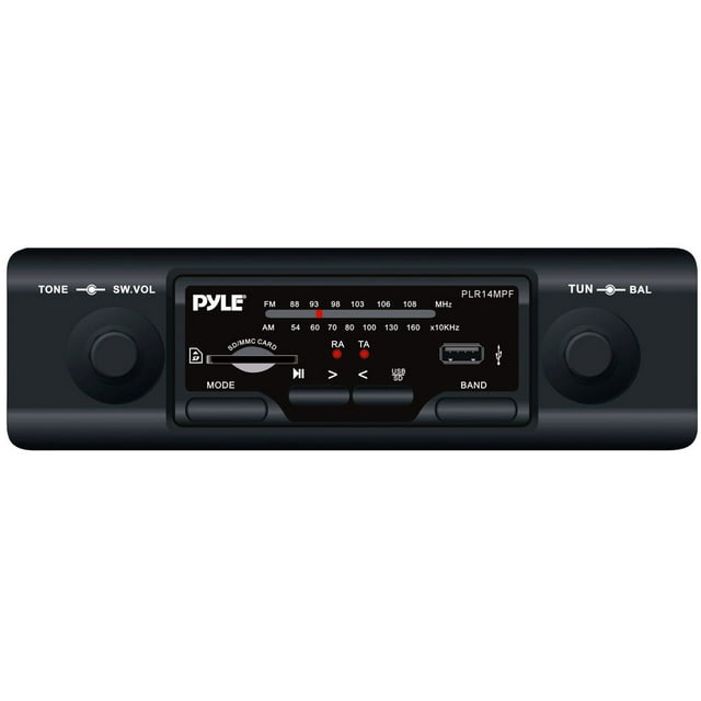 PYLE PLR14MPF - In-Dash AM/FM-MPX MP3 Shaft Style Dual Knob Radio w/USB ...