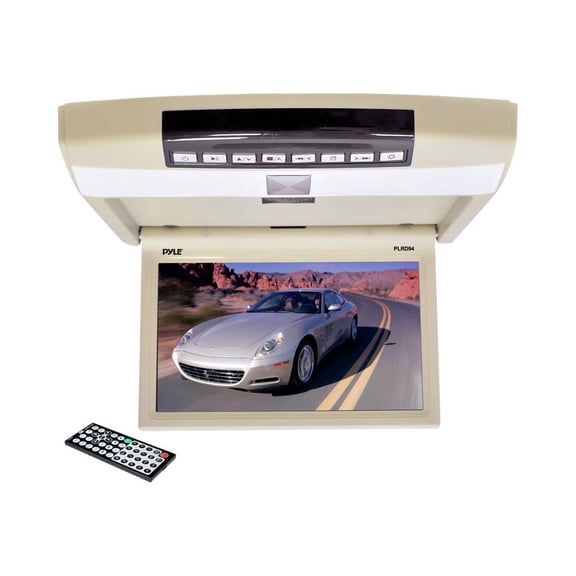Pyle - 9.4'' Flip Roof Mount Monitor & DVD Player with Wireless FM Modulator, IR Transmitter, USB Flash & SD Card Compatible