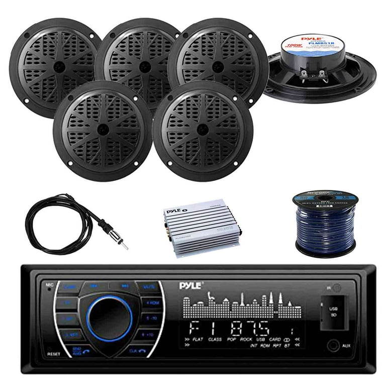 PYLE PLRMR27BTB Marine Bluetooth Receiver Stereo(Black) w/Pyle
