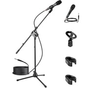 PYLE PMKSM20 - Dynamic Microphone and Tripod Mic Stand, Height Adjustable, Extending Boom, Includes 15' ft. XLR Cable