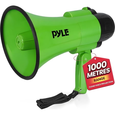PYLE PMP32GR - Compact & Portable Megaphone Speaker with Siren Alarm Mode & Adjustable Volume, Battery Operated