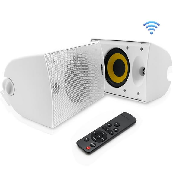 PYLE PODWIFIB64 - Waterproof Rated Wall Mount Speakers - Indoor/Outdoor Weatherproof Speaker System with Built-in Bluetooth, WiFi Music Streaming, 6.5?? -inch, 300 Watt