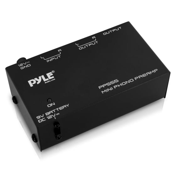PYLE PP555 - Ultra Compact Phono Turntable Pre-Amplifier w/ 9V Battery Compartment