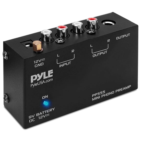 PYLE PP555 - Ultra Compact Phono Turntable Pre-Amplifier w/ 9V Battery Compartment