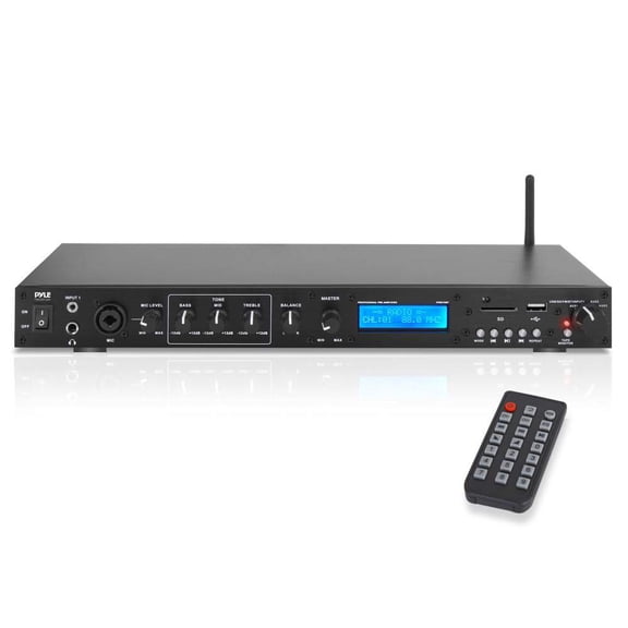 PYLE PPRE70BT - Pro Audio Bluetooth Pre-Amplifier Receiver System - Digital Rack Mount Studio Pre-Amp, Recording Mode, FM Radio