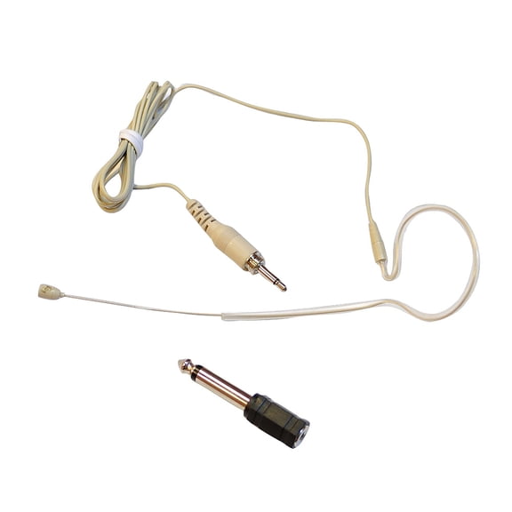 PYLE-PRO Over Ear Boom Microphone Headset - Professional Hands Free Omnidirectional Wired Audio Condenser Microphone Headset w/ 3.5mm / 1/4" Adapter, 1.2m Cable, and Windscreen - PMEM1 (Beige)