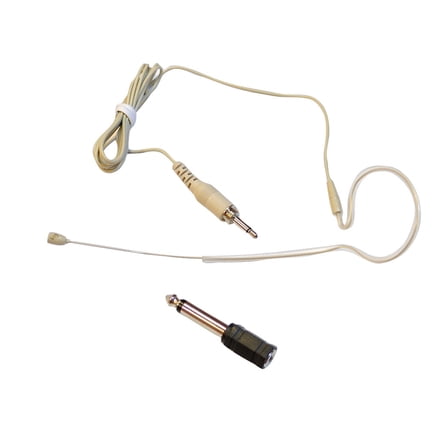 PYLE-PRO Over Ear Boom Microphone Headset - Professional Hands Free Omnidirectional Wired Audio Condenser Microphone Headset w/ 3.5mm / 1/4" Adapter, 1.2m Cable, and Windscreen - PMEM1 (Beige)
