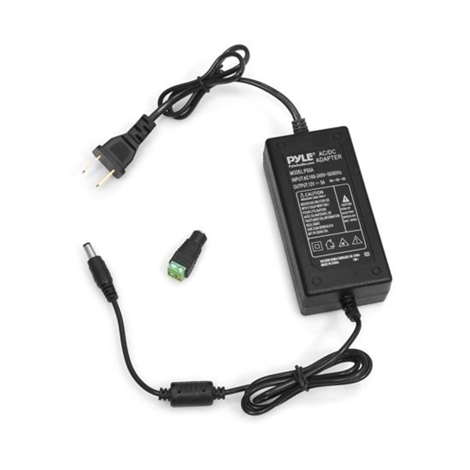 PYLE PS5A - 12V Power Supply Cable, AC/DC Plug-in Adapter (Male CCTV ...