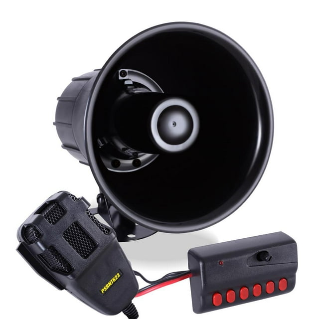 PYLE PSRNTK23 - 6 Tone Sound Car Siren Vehicle Horn w/ Mic PA Speaker System Emergency Sound Amplifier, 30W Emergency Sounds Electric Horn-Hooter, Ambulance, Siren, Traffic Sound, PA Microphone System