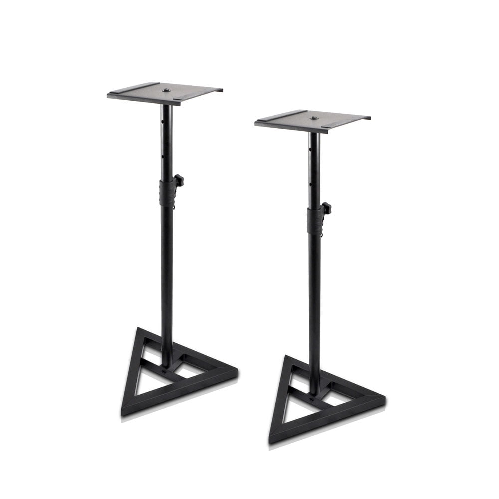Adjustable Black Steel Speaker Stands with Triangle Base
