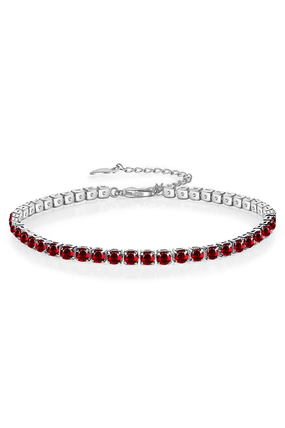 Adjustable Tennis Chain Link Bracelet ,Dainty 3mm Red Ruby Bracelets for Women Jewelry Gifts