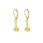 PYNZY Ball Drop Dangle Lever-Back Earrings 14K Gold Plated Fashion Jewelry for Women and 6MM