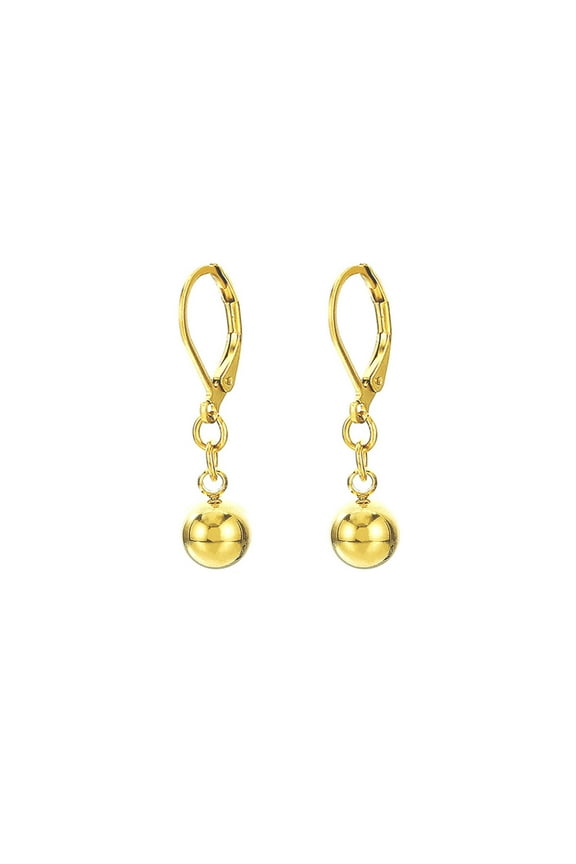Ball Drop Dangle Lever-Back Earrings 14K Gold Plated Fashion Jewelry for Women and 6MM