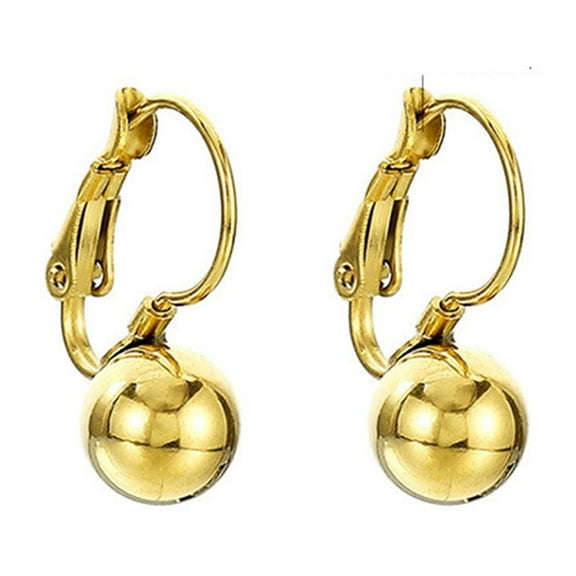 PYNZY Ball Drop Dangle Lever-Back Earrings 14K Gold Plated Fashion Jewelry for Women and 8MM