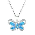 thumbnail image 1 of PYNZY Butterfly Necklace for Women 925 Sterling Silver March Aquamarine Birthstone Butterfly Pendant Jewelry, 1 of 5