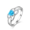 thumbnail image 1 of PYNZY Celtic Knot Rings Infinity Twisted Rings, 925 Sterling Silver Heart Statement Aquamarine Rings for Women Jewelry Valentine's Day Gift Size 7, 1 of 8