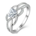 thumbnail image 1 of PYNZY Celtic Knot Rings Infinity Twisted Rings, 925 Sterling Silver Heart Statement Rings Cubic Zirconia Jewelry for Women Valentine's Day Gift Size 7, 1 of 6