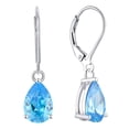 thumbnail image 1 of PYNZY Dangle Drop Earrings Sterling Silver Solitaire Leverback Teardrop Earrings for Women Birthstone Created Aquamarine Jewelry Gifts for Moms, 1 of 8