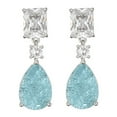 thumbnail image 1 of PYNZY Dangle Drop Earrings for Women Blue Cubic Zirconia Jewelry with Teardrop Paraiba Plated White Gold as Gift, 1 of 6