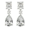 thumbnail image 1 of PYNZY Dangle Drop Earrings for Women White Cubic Zirconia Jewelry with Teardrop Paraiba Plated White Gold, 1 of 6