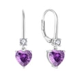 thumbnail image 1 of PYNZY Heart Dangle Drop Earrings, 925 Sterling Silver Earrings for Women with Amethyst Birthstones Leverback Jewelry for Gifts, 1 of 7