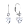 thumbnail image 1 of PYNZY Heart Dangle Drop Earrings, 925 Sterling Silver Earrings for Women with Cubic Zirconia Birthstones Leverback Jewelry for Gifts, 1 of 7