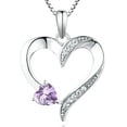 thumbnail image 1 of PYNZY Heart Necklace 925 Sterling Silver Love Heart Pendant with 5MMx5MM Heart Purple Amethyst Birthstone Jewelry for Women Wife as Gift, 1 of 8