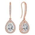 thumbnail image 1 of PYNZY Rose White Gold Plated Crystal Jewelry Earrings Women's Drop Dangle Teardrop Earrings Gift for Her, 1 of 6