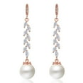 thumbnail image 1 of PYNZY Simulated Pearl for Brides Cubic Zirconia Jewelry Dangle Drop Earrings for Women Plated Rose Gold, 1 of 5