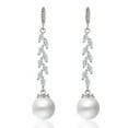 thumbnail image 1 of PYNZY Simulated Pearl for Brides Cubic Zirconia Jewelry Dangle Drop Earrings for Women Plated White Gold, 1 of 5