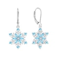 thumbnail image 1 of PYNZY Snowflake Earrings 925 Sterling Silver Snowflake Dangle Drop Earrings for Women Sparkle Blue Aquamarine Birthstone Thanksgiving Xmas Christmas Jewerly Gifts, 1 of 7