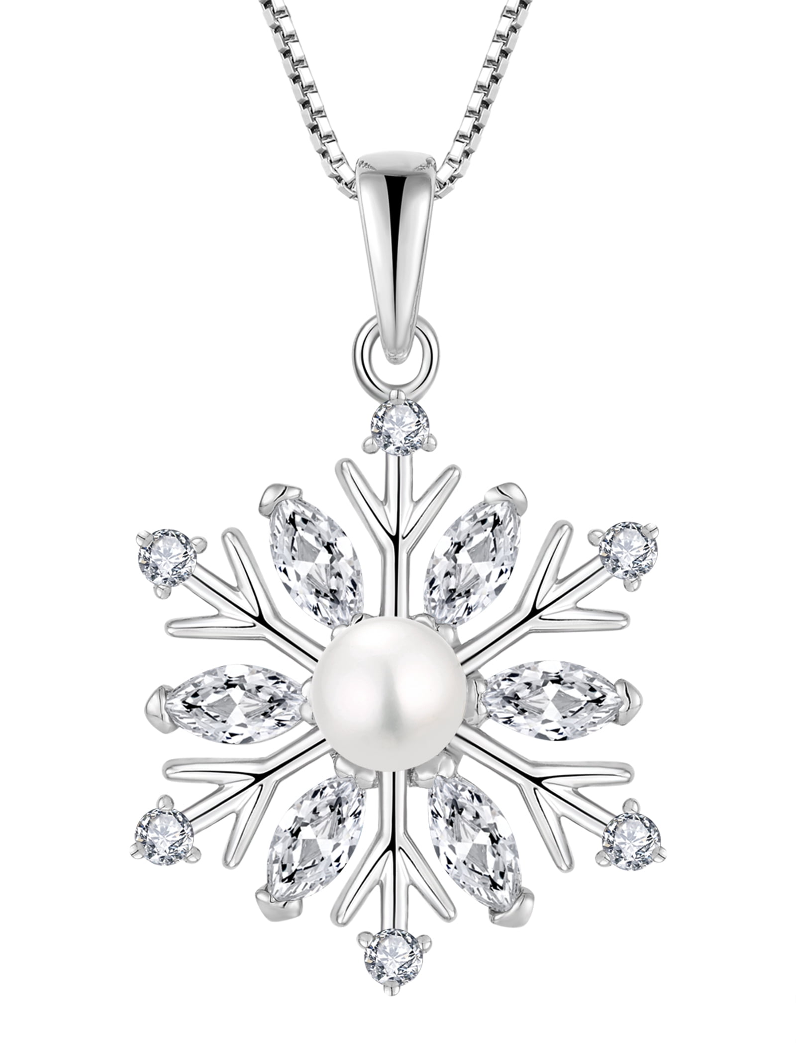 PYNZY Snowflake Necklace for Women 925 Sterling Silver Snowflake 
