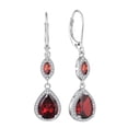 thumbnail image 1 of PYNZY Sterling Silver Wedding Earrings for Brides, Teardrop Dangle Created Garnet Birthstones Earrings with Leverback for Women Jewelry Gifts, 1 of 6