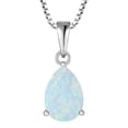 thumbnail image 1 of PYNZY Teardrop Necklace for Women 925 Sterling Silver Solitaire Pendant 7x10mm Pear Cut White Opal October Birthstone Jewelry as Gift, 1 of 7