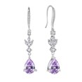 thumbnail image 1 of PYNZY Wedding Teardrop Dangle Earrings with 7x10MM Created Alexandrite Birthstones, 925 Sterling Silver Hook Earrings for Women Christmas Jewelry Gifts, 1 of 6