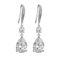 thumbnail image 1 of PYNZY White Gold Plated Jewelry Teardrop Dangle Hook Earrings for Women's Birthday Wedding Gift by Cubic Zirconia, 1 of 5