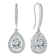 thumbnail image 1 of PYNZY White White Gold Plated Crystal Jewelry Earrings Women's Drop Dangle Teardrop Gift for Her, 1 of 6