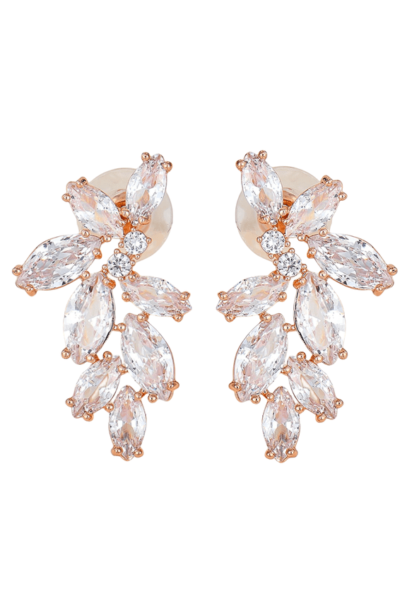 Women's Wedding Earrings for Cubic Zirconia Dangle Earrings for Bridal Plated Rose Gold