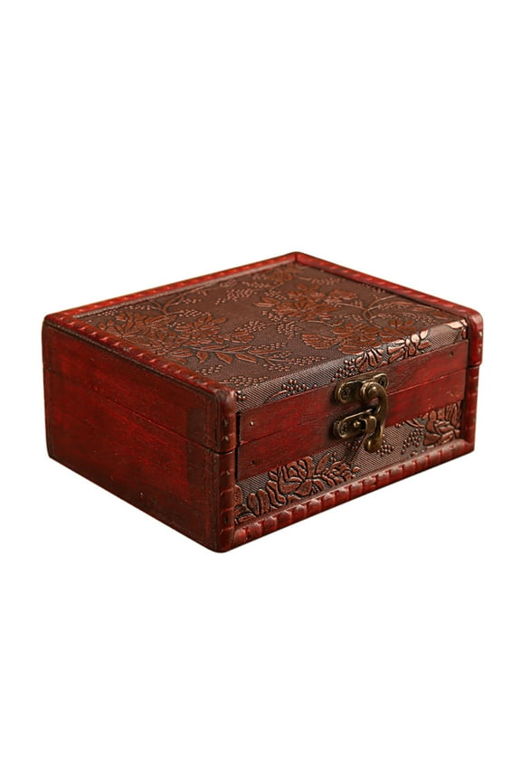 Clearance Storage Bins Lock Jewelry Box for Storing Jewelry T Box Metal with Mini Handmade Wood Vintage Housekeeping & Organizers