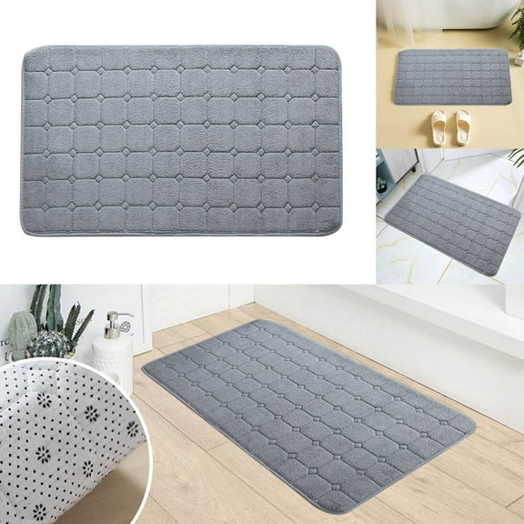 PYPESEEWY Warehouse Memory Foam Bath Mat Rug Ultra Soft and Non-Slip Bathroom Rugs Extra Large Living Room Rug Toilet Mat Shower Floor Mat Black and White Bathroom Rugs Hevea Bath Mat