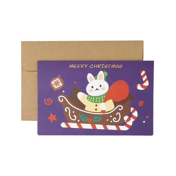 PYPESEWWY Warehouse Sale Unique Designs Happy Holiday Cards Cute Xmas Card Set Bunny Cute Cartoon Christmas Greeting Card Xmas Blessing Card Christmas Cards for Kids Family Friends