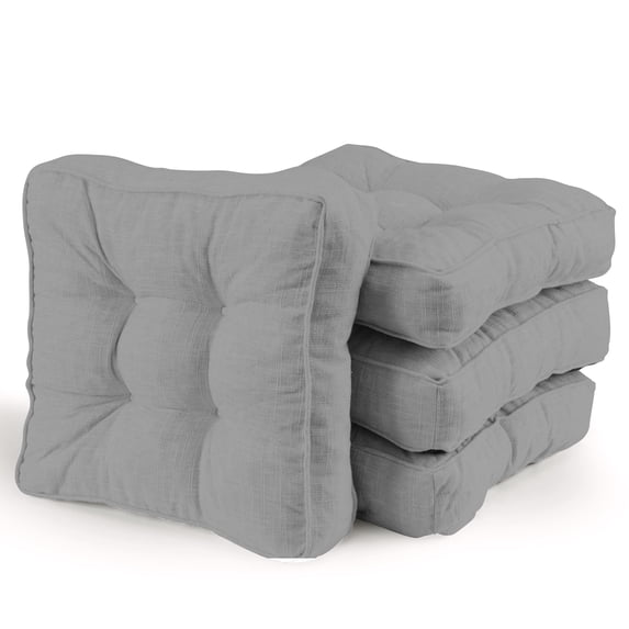 PYPUMSA Dinner Chair Cushions Set of 4, 15.5" x 15.5" Square Patio Cushions Patio Chairs Seat Pads Water-Resistant Patio Chair Cushions with Ties for Non-Slip Support, 4" Thick, Gray