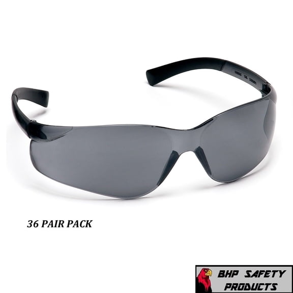 PYRAMEX ZTEK SAFETY GLASSES SMOKE GRAY LENS WORK EYEWEAR S2520S Z87+ (36 PAIR)