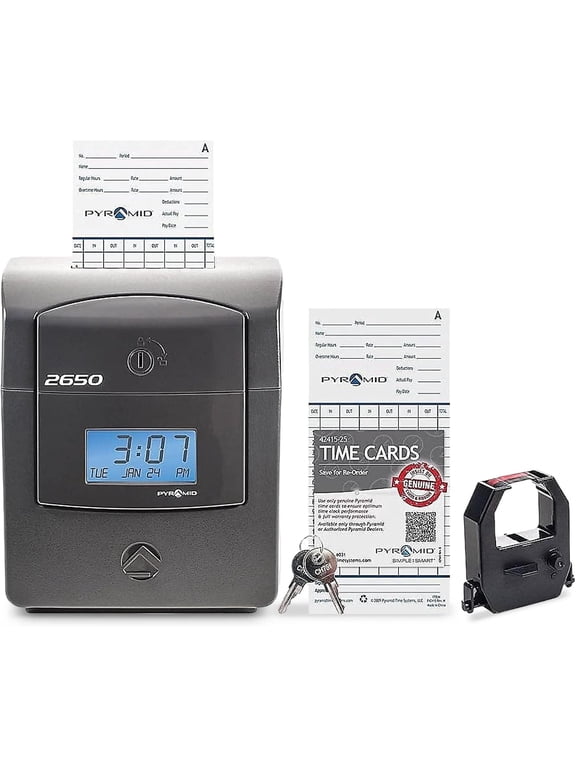 Time Systems 2650 Electronic Top Load Time Clock with Auto-Aligning Time Card Feed and Top-Loading Design