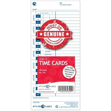 PYRAMID 35100-10 Time Card for 3500/3700 Clock,PK 100