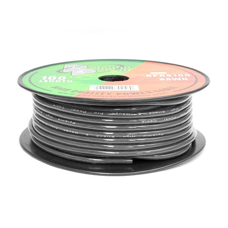 PYRAMID RPB8100 - 8 Gauge Black Ground Wire 100 ft. OFC