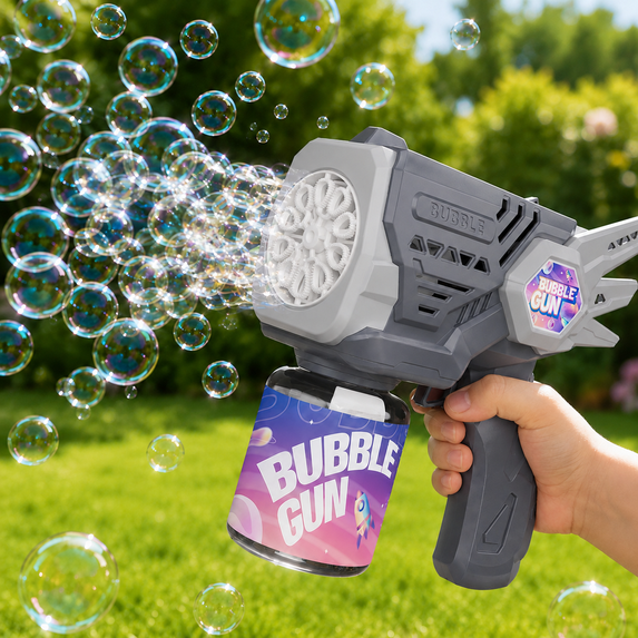 PYROEPLEEA Bubble Machine for Kids, Angel Wings Bubble Gun Toy for Boys Girls Toddlers, Gift for Summer Indoor Outdoor Wedding Birthday Party, Gray